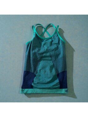 NEW BALANCE Green Blue Seamless Bra Tank Top Size Small